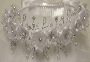 GIRLS COMMUNION VEILS W/ FLOWERS (006430FV)